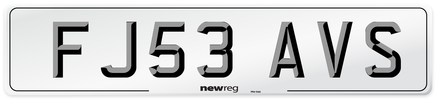 FJ53 AVS Number Plate from New Reg